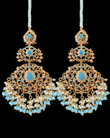 Zeba jadau earrings in turquoise pearl ( READY TO SHIP )