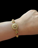 Gold-Plated 925 Silver Ruby Emerald Freshwater Pearl Bracelet ( READY TO SHIP )