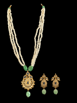 Jugni pendant set in emerald and fresh water pearls  ( READY TO SHIP )