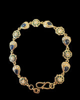 Emerald & Sapphire Gold-Plated Silver Bracelet with Freshwater Pearls ( READY TO SHIP )