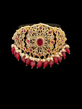 C333 Hyderabadi  choker set in pearls  and ruby with jhumka ( READY TO SHIP )