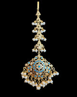 Turquoise & Freshwater Pearl Tika – Gold-Plated 92.5 Silver ( READY TO SHIP )