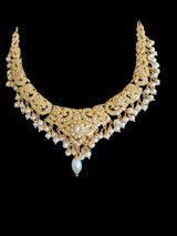 Fresh water pearl necklace set in gold plated silver ( READY TO SHIP )