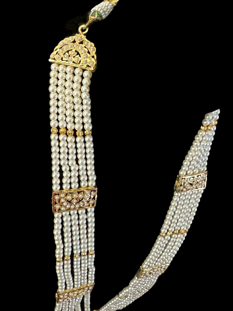 DLN107 Roosa Punjabi rani haar in pearls ( READY TO SHIP )