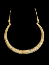 C548 Gold-Plated Floral Hasli Necklace with Chandbali Earrings – Handcrafted Traditional Set ( READY TO SHIP )