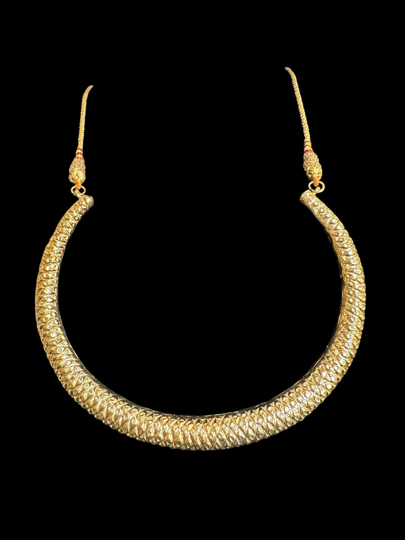 C548 Gold-Plated Floral Hasli Necklace with Chandbali Earrings – Handcrafted Traditional Set ( READY TO SHIP )
