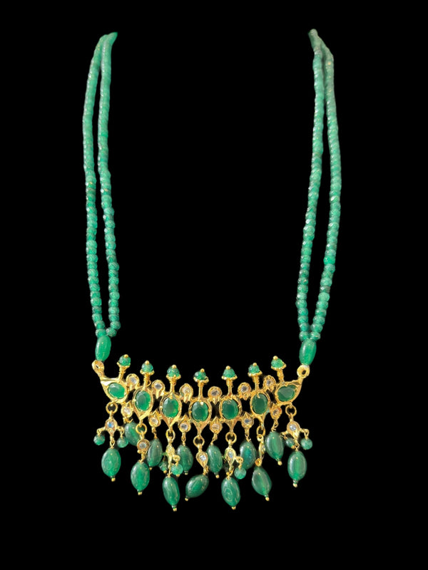 PS512 Tirmani with chandbali in green beads ( READY TO SHIP )