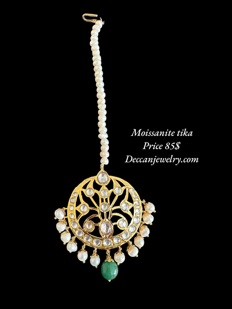 DJTK231 large tika in fresh water pearls and moissanite ( READY TO SHIP )