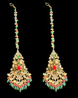 Ruby, Emerald & Pearl Gold-Plated bridal Choker Set | Semi-Precious Stones | Bridal Jewelry ( READY TO SHIP )