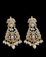 Dangler Choker Set with Earrings & Tika – Gold-Plated Zircon & Pearl Elegance ( SHIPS IN 4 WEEKS )