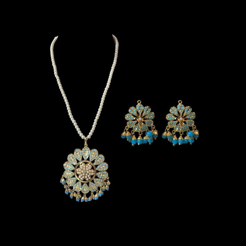 PS486 Kavya   pendant set in Feroza  ( READY TO SHIP )