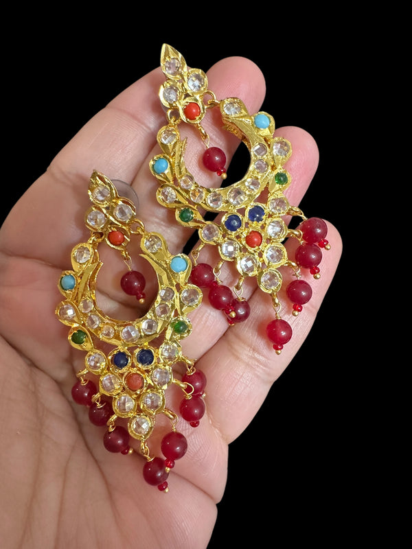 DER778 Mushk navratan hyderabadi earrings ( READY TO SHIP )