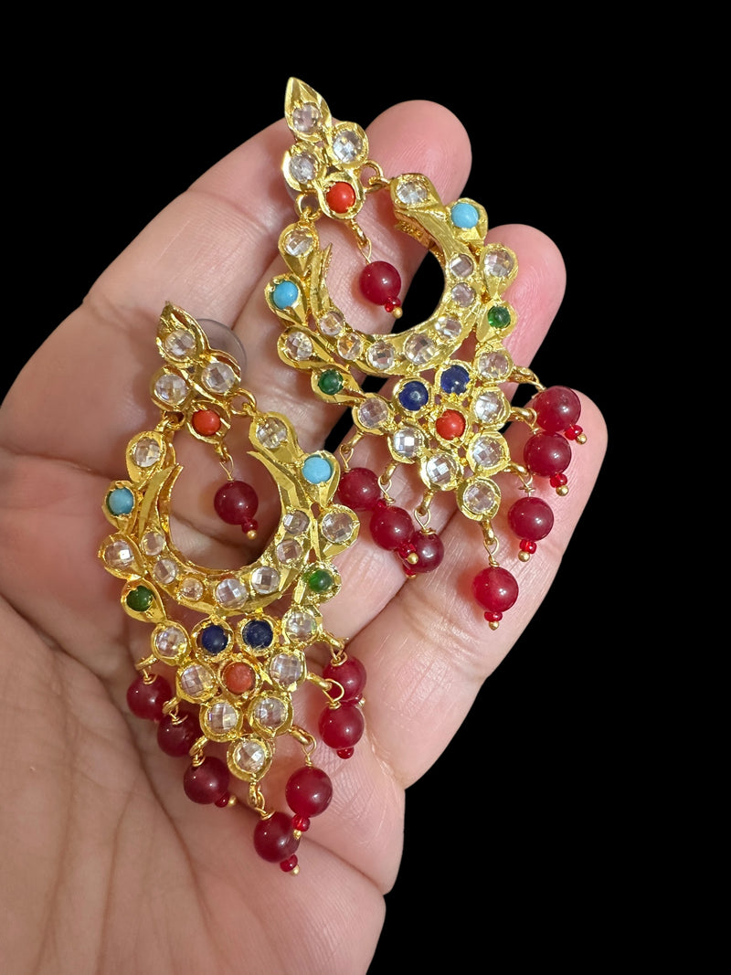 DER778 Mushk navratan hyderabadi earrings ( READY TO SHIP )