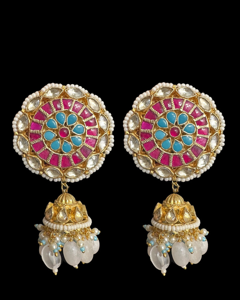 DER779 pachi kundan jhumka earrings ( READY TO SHIP )