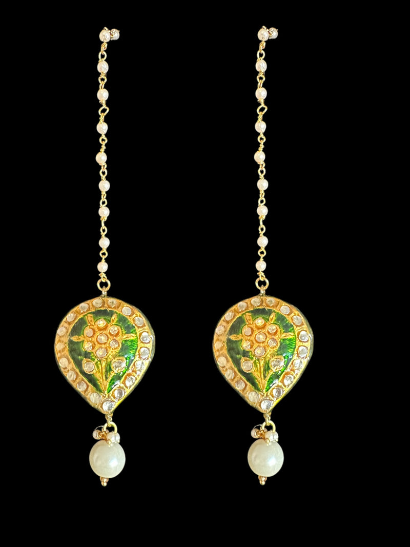 PS537 Kundan and meenakari pendant ( oversized ) - green ( READY TO SHIP )