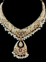 Fresh water pearl Jadau Necklace Set in Gold Plated Silver ( READY TO SHIP )