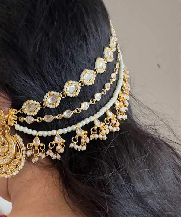 Bridal Kundan & Pearl Ear Supports ( READY TO SHIP )