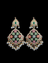 Mehru Jadau chandbali earrings tika in navratan ( READY TO SHIP )