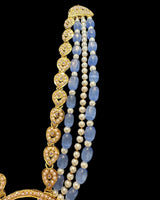 DLN135 Gold-Plated Jadau Rani Haar with Earrings – Medium Length - Purple ( READY TO SHIP )