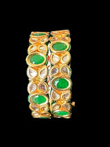 B179 Amelia kundan bangles in green  ( READY TO SHIP )