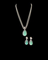 Cz pendant earrings set in mint with silver plating ( READY TO SHIP )