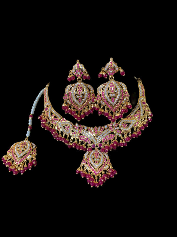 NS59 Taseen necklace set ( rubies ) (SHIPS IN 4 WEEKS )