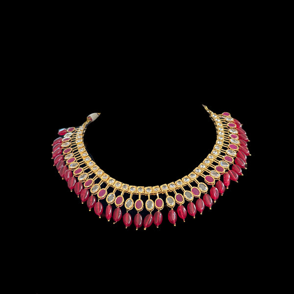 DNS91 gold plated necklace with ruby beads ( READY TO SHIP )