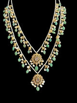 SAT86 Gold plated Satlada with fresh water pearls and emerald beads ( READY TO SHIP )