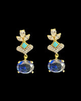 DNS213 Turquoise & emerald sapphire CZ Necklace Set with Earrings – Gold Plated ( READY TO SHIP )