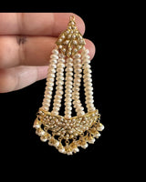 Gold plated silver jhoomar earrings in fresh water pearls ( READY TO SHIP )