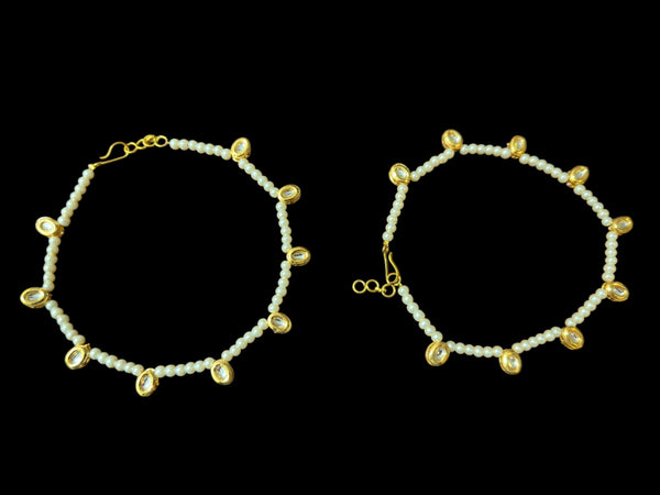 Kundan and pearl anklets ( READY TO SHIP )