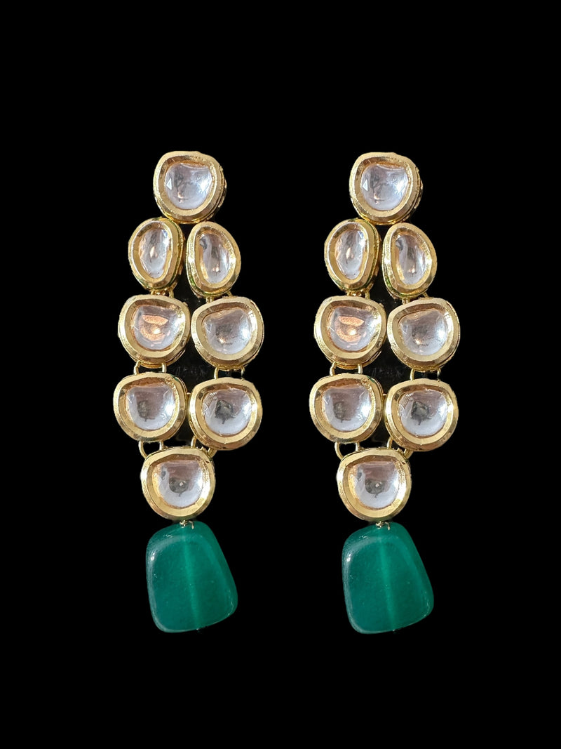 DNS199 Leila high quality ac kundan necklace with earrings in green ( READY TO SHIP  )