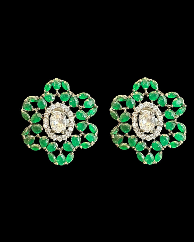 Arushi necklace set  - Red Green   ( READY TO SHIP)