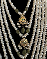 SAT116  Hyderabadi satlada in Fresh water pearls and emeralds ( READY TO SHIP )