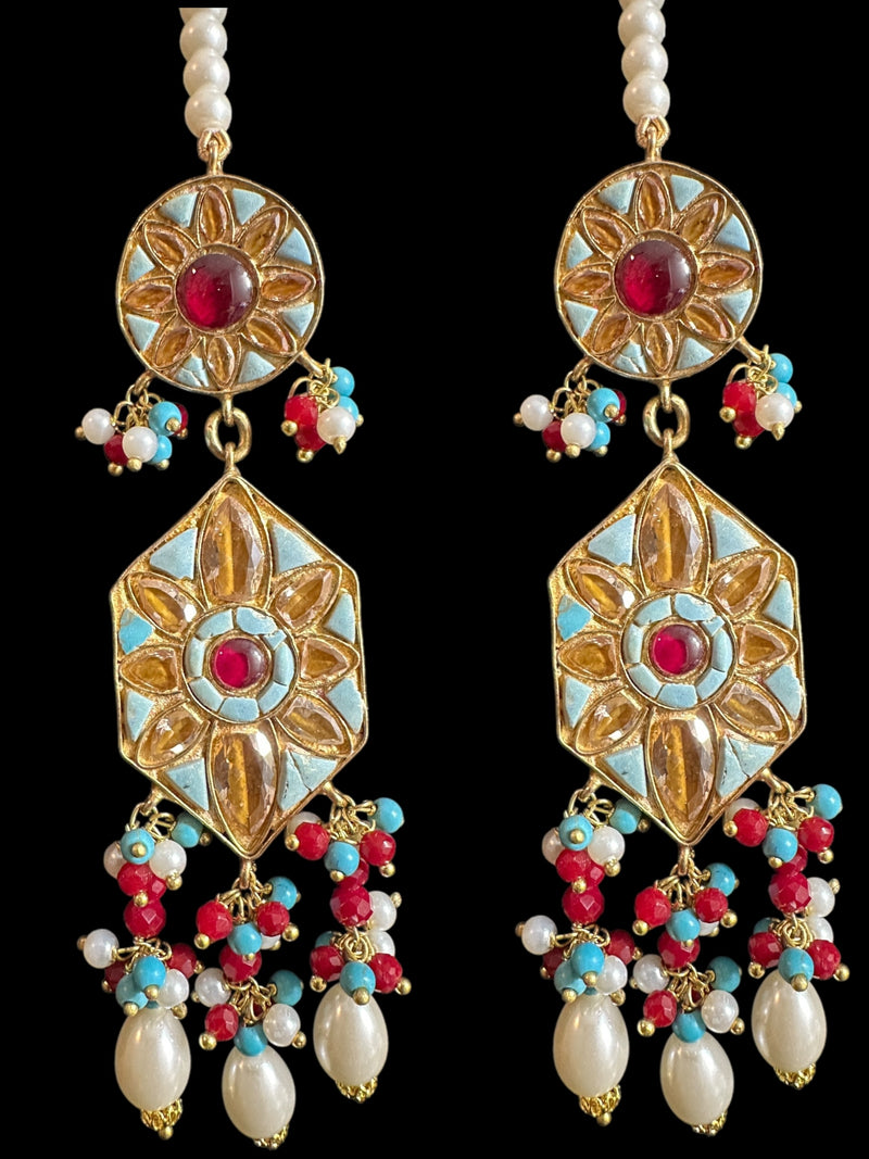 C527 Zaria turquoise ruby choker with earrings ( READY TO SHIP )