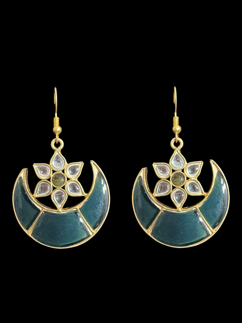 DER752 Niswa farshi kundan earrings - Black/Grey  (READY TO SHIP )