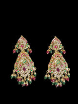 DLN92 jadau rani haar in ruby emerald  with pearls  ( READY TO SHIP )