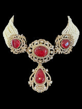 C531 Victorian choker set in ruby  ( READY TO SHIP )