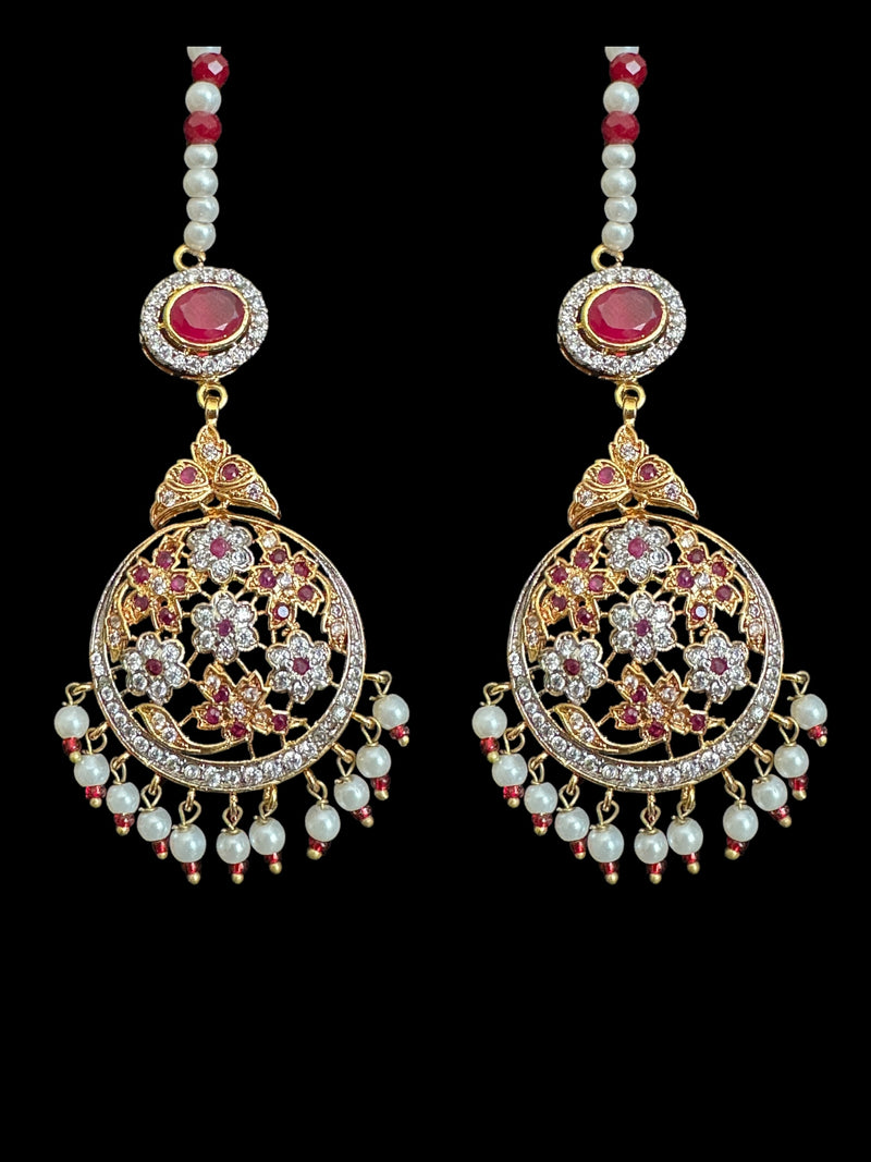 Zehra earrings tika in red/ ruby ( SHIPS IN 4 WEEKS )