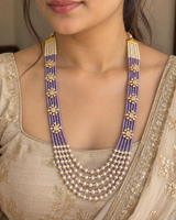 LN506 Gold-Plated Purple CZ Beads & Shell Pearl Mala ( READY TO SHIP)