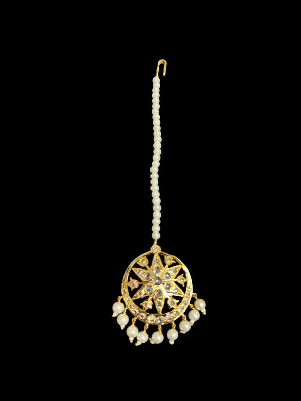 DJTK341 Hyderabadi  tika in shell pearls     (READY TO SHIP)