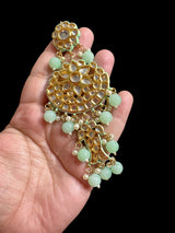 Farwah large  Kundan earrings  - Mint   ( READY TO SHIP )