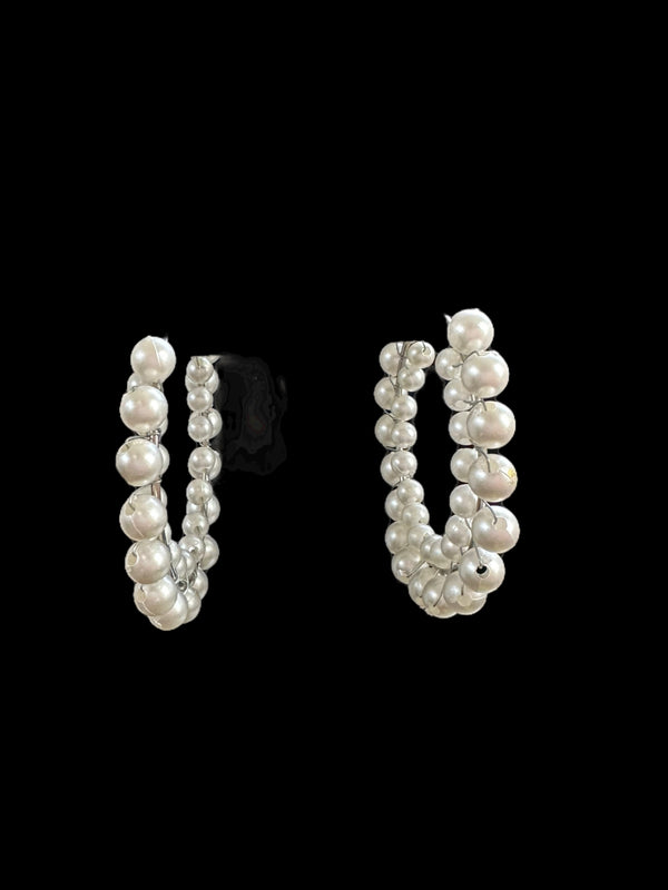 Large pearl hoops ( READY TO SHIP)