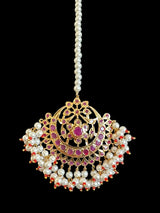 C534 Viya bridal choker set in rubies and pearls  (READY TO SHIP )