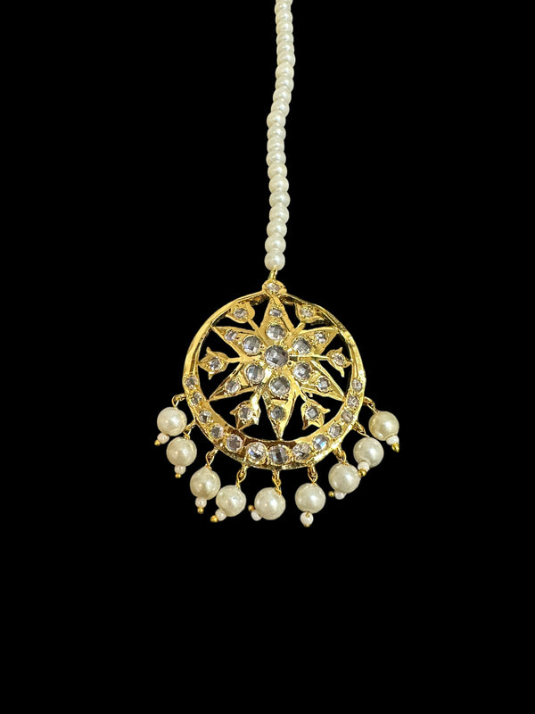 DJTK341 Hyderabadi  tika in shell pearls     (READY TO SHIP)