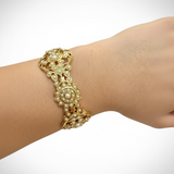 Gold-Plated Silver Kada with Freshwater Pearls – Openable Screw Design | 92.5 Silver ( READY TO SHIP )