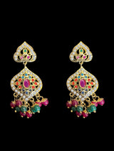 Jadau pendant earrings - Navratan ( READY TO SHIP )