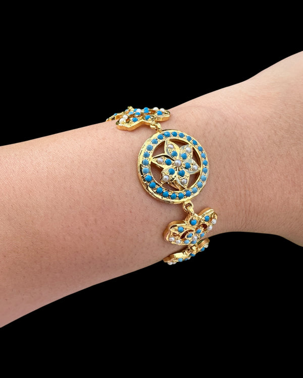 Turquoise Freshwater Pearl Gold-Plated Silver Bracelet ( READY TO SHIP )