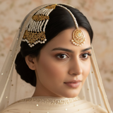 Ruby emerald and fresh water pearl jhoomar tika set ( READY TO SHIP )