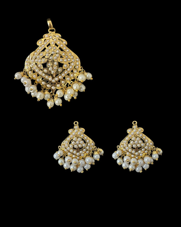 PS544 Ayeza jadau pearl  pendant set ( READY TO SHIP )